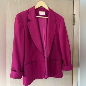 Vintage Pendleton Wool Blazer and Skirt set with shoulder pads. Fuchsia/hot pink